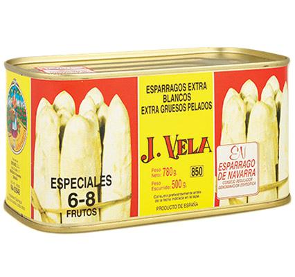 Espárragos Blancos D.O. Navarra - Especial J. Vela Caja de 6 Latas 6-8 Extra Gruesos